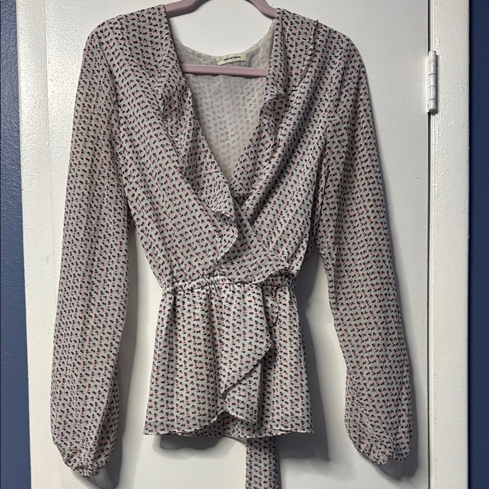 Max Studio White and Black Patterned Blouse